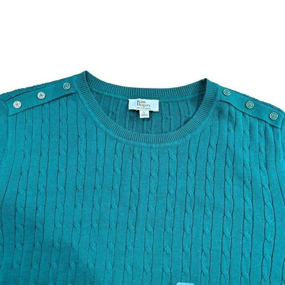 Kim Rogers Forest Green Cotton Pullover Sweater – Women’s Size L #L1346 - Picture 4 of 6